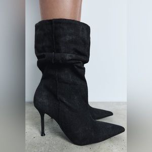 ZARA Mid Shaft Denim Ankle Boots